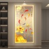 九鱼图入户玄关装饰画灯光画鲤鱼莲花画高级感客厅过道背景墙挂画