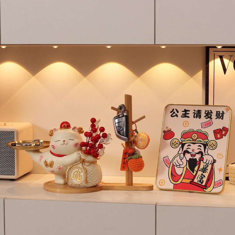 招财猫入户玄关钥匙收纳摆件门口客厅家居鞋柜电视柜乔迁新居礼品