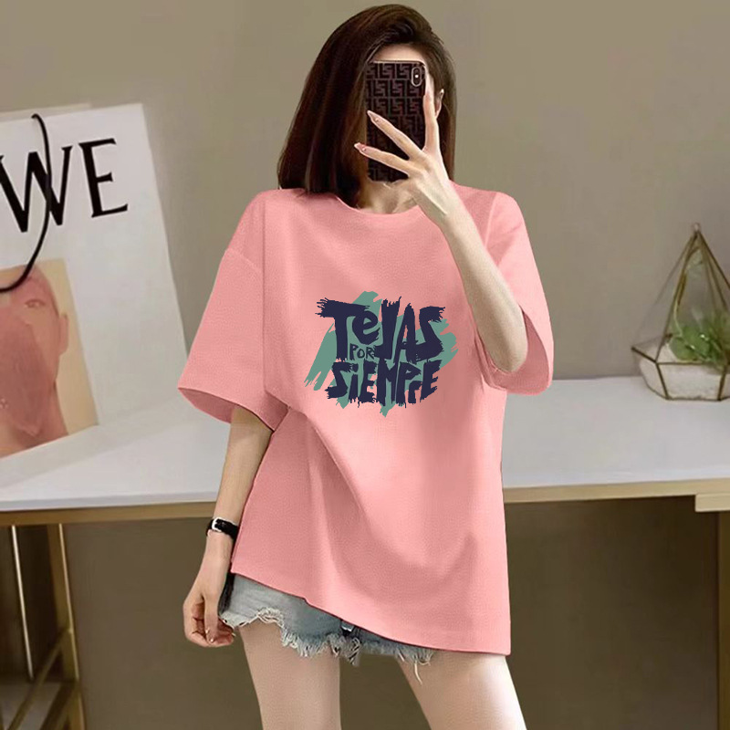 100%纯棉短袖T恤女2026新款夏季宽松印花半袖高级感显瘦爆款上衣