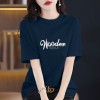 葡萄紫夏季新款字母印花纯棉短袖t恤时尚百搭休闲半袖宽松上衣潮