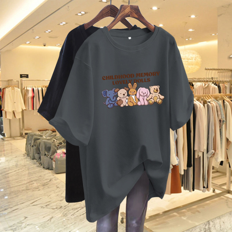 白色短袖t恤女2026新款夏季宽松大码显瘦卡通可爱百搭纯棉上衣ins