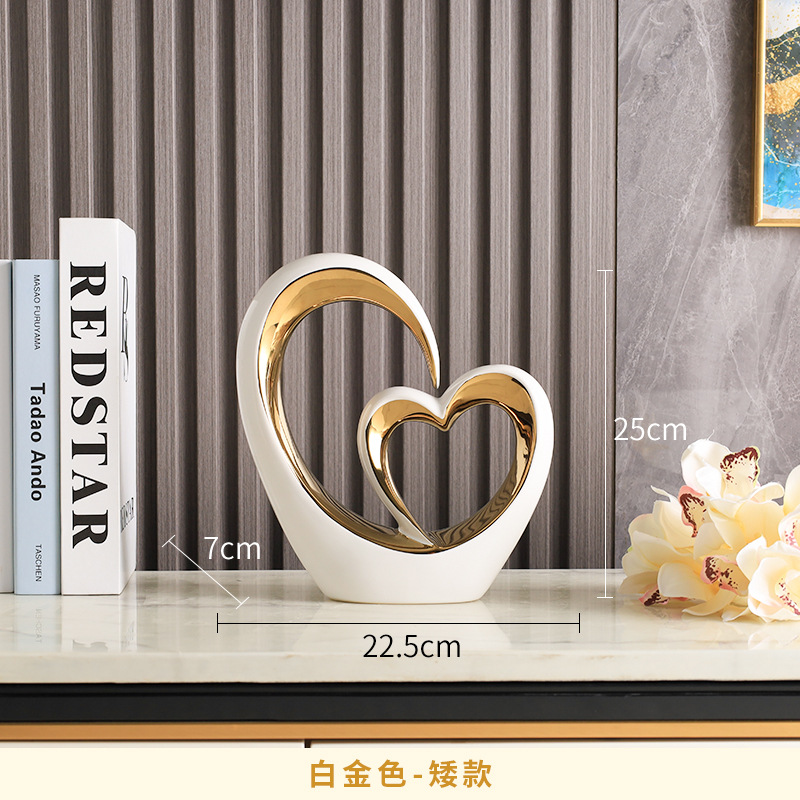 现代创意心心相印摆件家居客厅玄关酒柜卧室工艺品电视柜装饰品