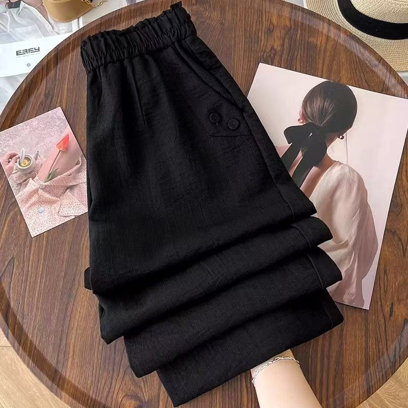 休闲冰丝哈伦裤女夏季薄款宽松高腰垂感透气九分裤小个子显瘦裤子