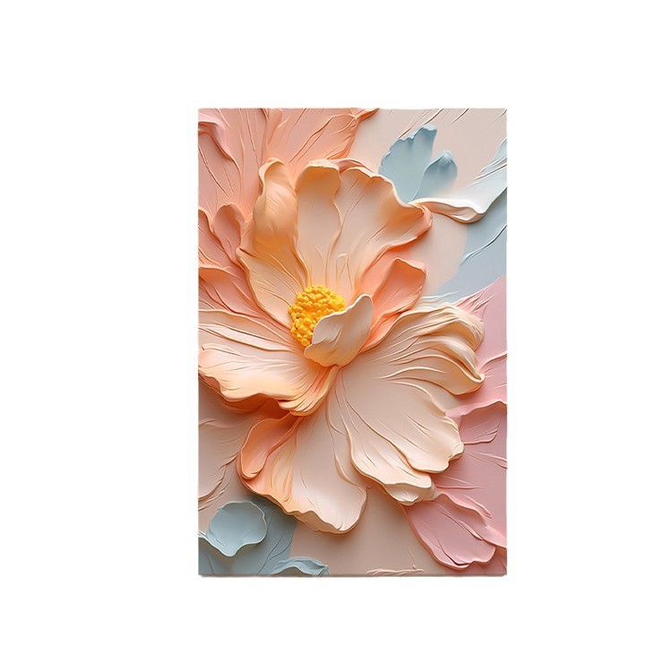 奶油风客厅装饰画肌理感花卉落地画沙发背景墙壁画高级感玄关挂画