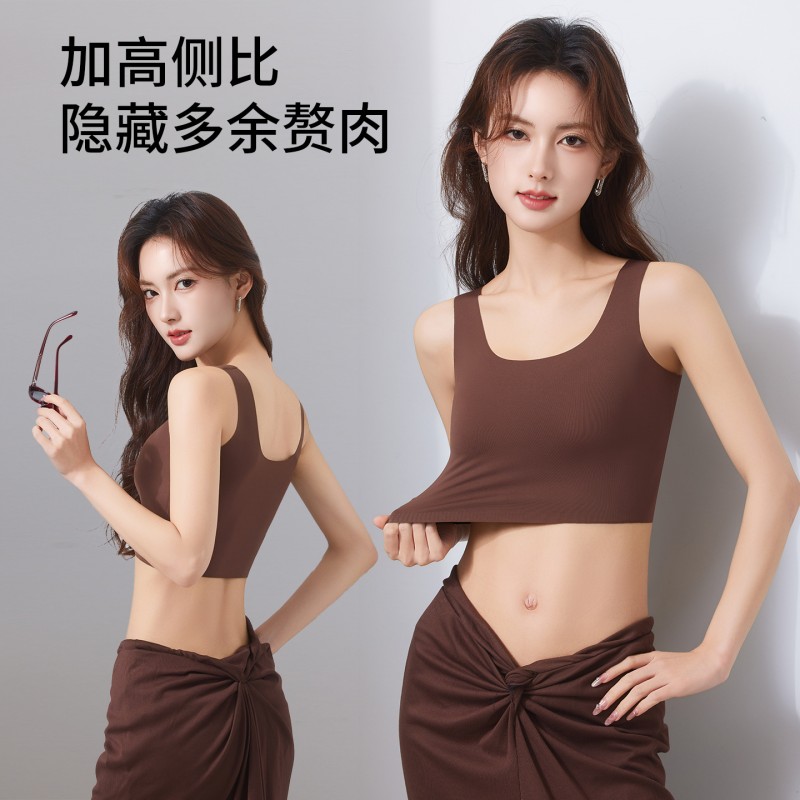 粉底液吊带背心女带胸垫2026新款外穿内搭大码200斤短款无痕上衣