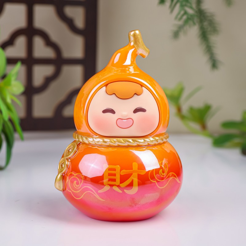 可爱小福喜小葫芦摆件创意办公室桌面装饰礼物电镀公仔寺庙伴手礼