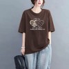 短袖恤女夏季新款时尚潮流百搭短袖宽松显瘦圆领纯棉休闲印花上衣
