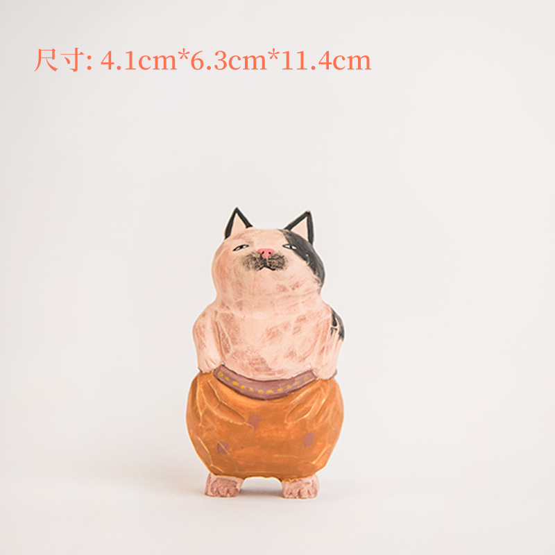 木制工艺品雕刻小猫摆件造型生日礼物diy一件代发木质木雕摆件
