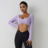 褶皱修身长袖瑜伽服罩衫户外运动T恤跑步裸感健身服女上衣