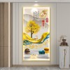 九鱼图入户玄关装饰画灯光画鲤鱼莲花画高级感客厅过道背景墙挂画