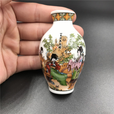 青花瓷花瓶陶瓷工艺品冰箱贴外贸创意磁铁仕女图中国特色商务礼品