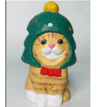 木制工艺品雕刻小猫摆件造型生日礼物diy一件代发木质木雕摆件