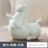 创意陶瓷摇摇马摆件桌面茶桌书房软装饰马上有绿马跨境工艺品送礼