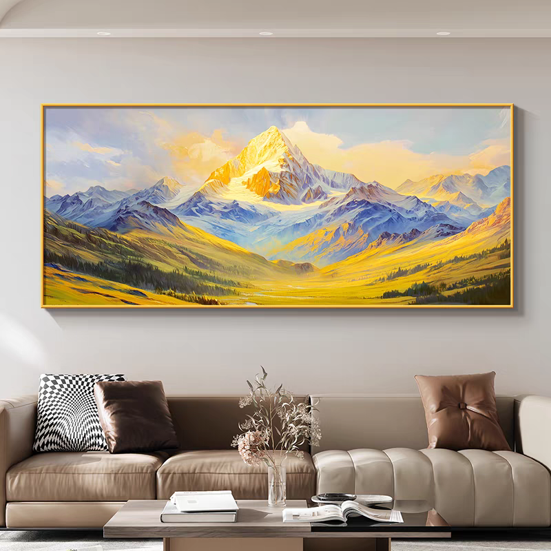 背靠金山客厅装饰画有山无水办公室沙发背景墙挂画轻奢高级感壁画