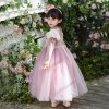 女童春秋乐佩公主裙2026新款甜美丝绒毛球披肩儿童加绒生日礼服裙