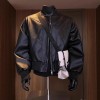 港风复古机车服男秋季痞帅时尚穿搭vintage棒球领pu皮衣夹克外套