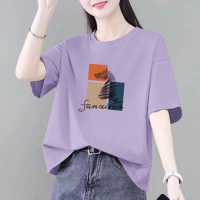 微胖大码显瘦纯棉短袖t恤女夏季新款宽松遮肚子半袖上衣女装体恤