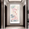 新中式荷花九鱼图玄关挂画入户正对门招财装饰画走廊过道高级壁画