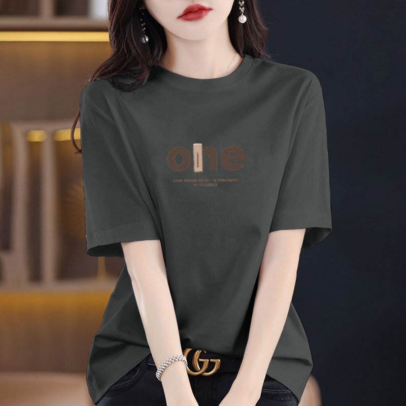 夏季葡萄紫纯棉短袖T恤女2026新款爆款时尚百搭减龄半袖上衣T恤潮