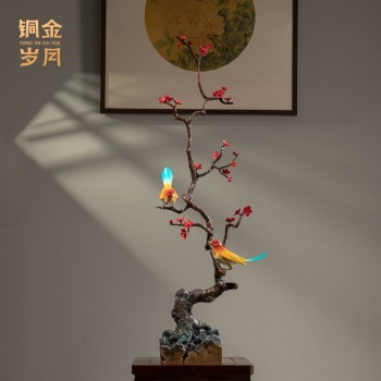 铜艺坊喜上眉梢黄铜喜鹊枝鸟摆件客厅玄关乔迁新居喜鹊登梅铜摆件