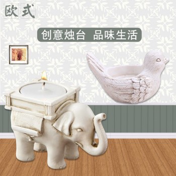 北欧式烛台小动物蜡烛台树脂工艺品摆件创意婚庆家居摆件元旦礼物