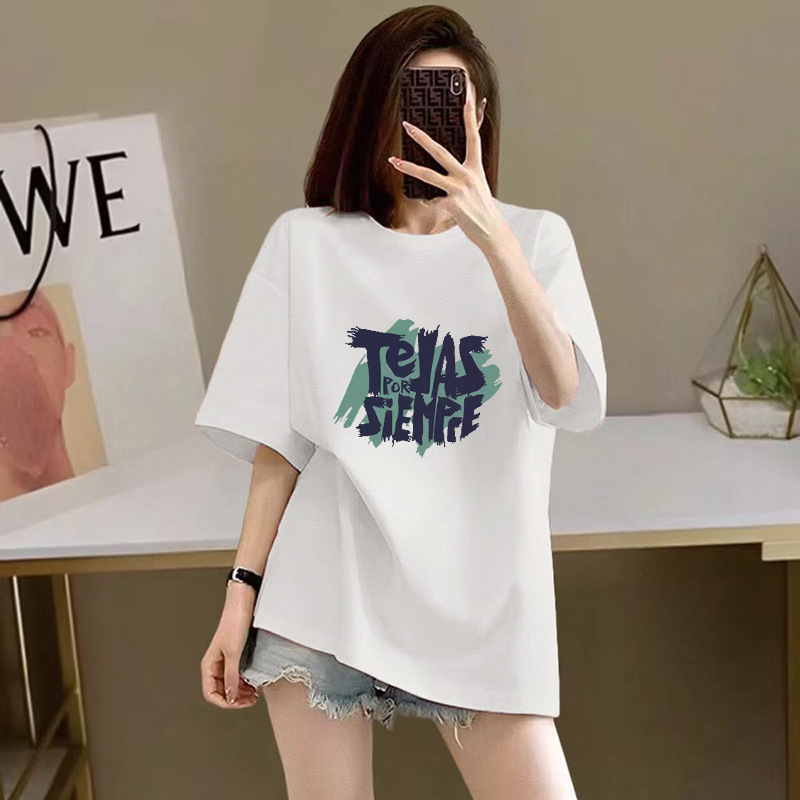 100%纯棉短袖T恤女2026新款夏季宽松印花半袖高级感显瘦爆款上衣