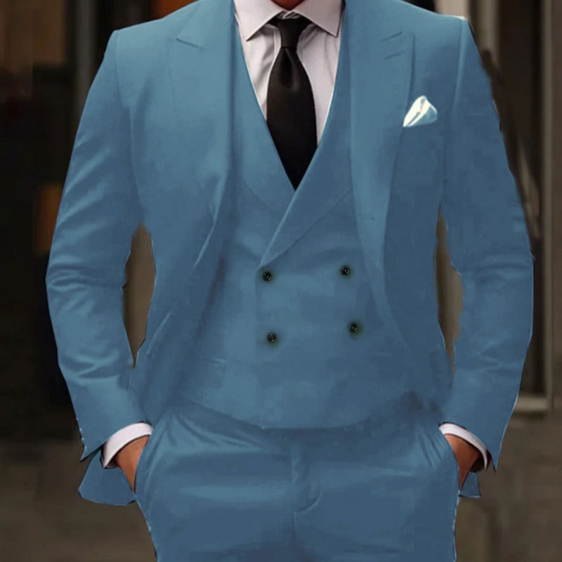 欧美男士外贸大码西装三件套2026新款新郎伴郎主持人宴会礼服西装