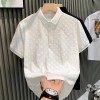 2025新款短袖T恤男时尚轻奢提花休闲青年修身翻领带领打底上衣