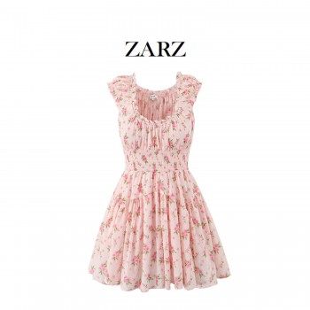 ZARZ 自制 欧美风 新款女装 经典 时尚 百搭 时髦 木耳边碎花裙