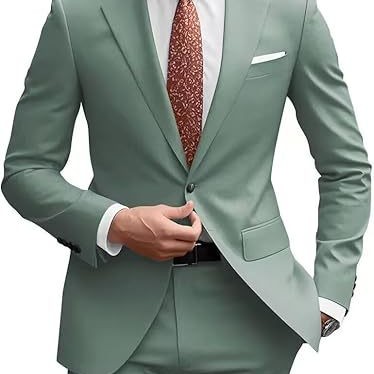 男式韩版西装两件套修身西服商务派对舞会套装纯色单扣结婚伴郎服