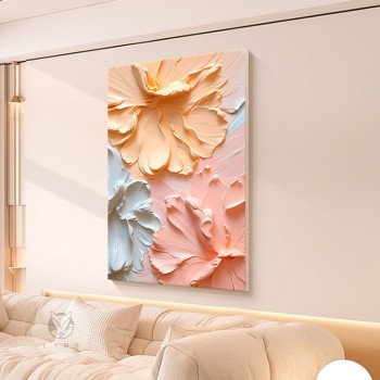 奶油风客厅装饰画肌理感花卉落地画沙发背景墙壁画高级感玄关挂画