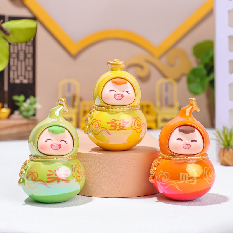 可爱小福喜小葫芦摆件创意办公室桌面装饰礼物电镀公仔寺庙伴手礼