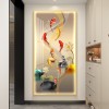 九鱼图入户玄关装饰画灯光画鲤鱼莲花画高级感客厅过道背景墙挂画