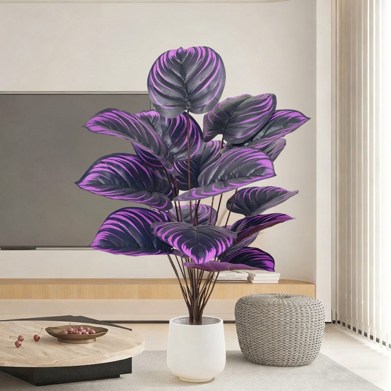 新品仿真植物紫罗兰 暗黑系绿植 跨境出口仿真花家居客厅落地盆景