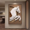 中古风玄关装饰画美拉德法式沙发背景墙挂画马到成功客厅落地壁画