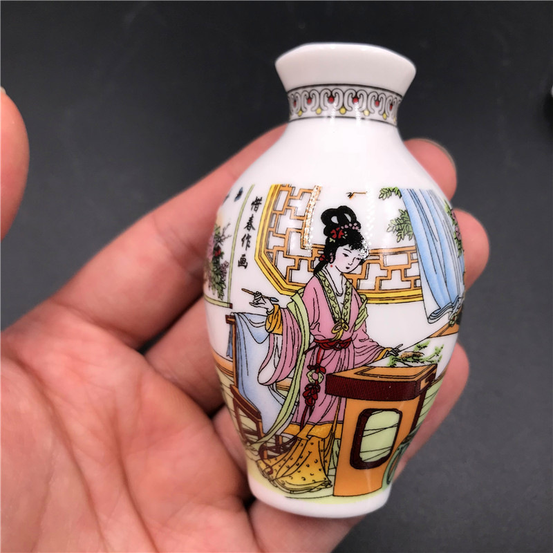 青花瓷花瓶陶瓷工艺品冰箱贴外贸创意磁铁仕女图中国特色商务礼品