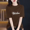 葡萄紫夏季新款字母印花纯棉短袖t恤时尚百搭休闲半袖宽松上衣潮