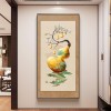福禄葫芦挂画新中式入户玄关装饰画九鱼聚财图客厅正对门过道壁画