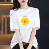 夏季新款100%纯棉短袖t恤休闲百搭大码圆领印花上衣宽松遮肉减龄T