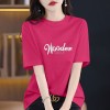 葡萄紫夏季新款字母印花纯棉短袖t恤时尚百搭休闲半袖宽松上衣潮