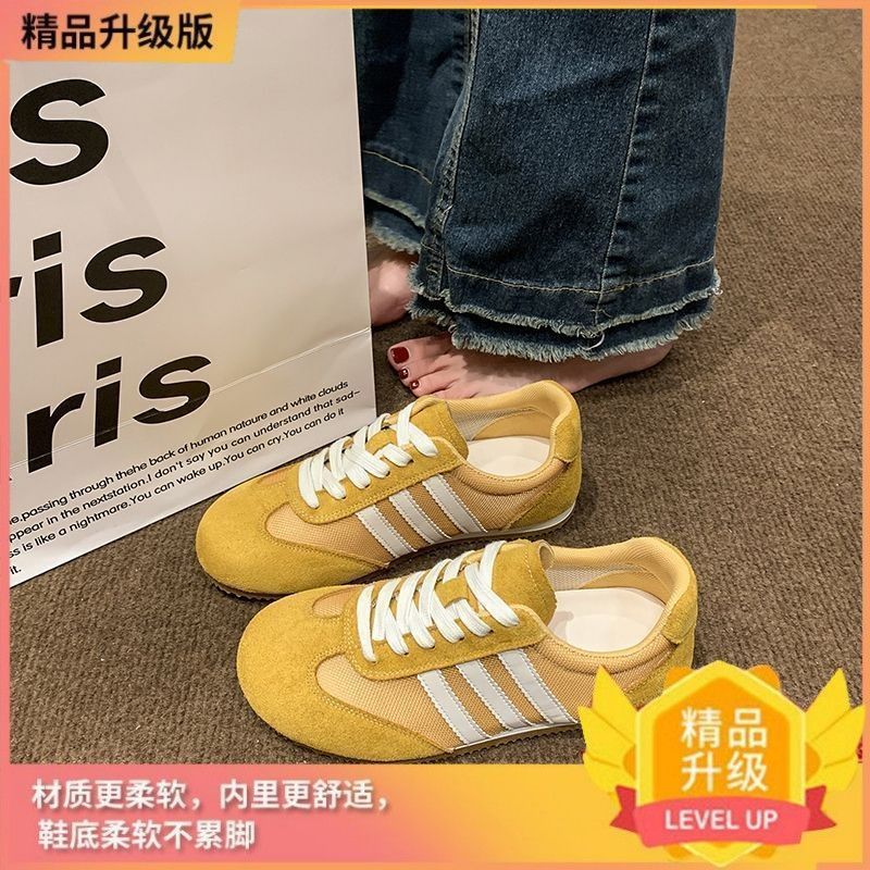 红色网面德训鞋女春夏新款休闲鞋百搭轻便阿甘运动板鞋透气小白鞋