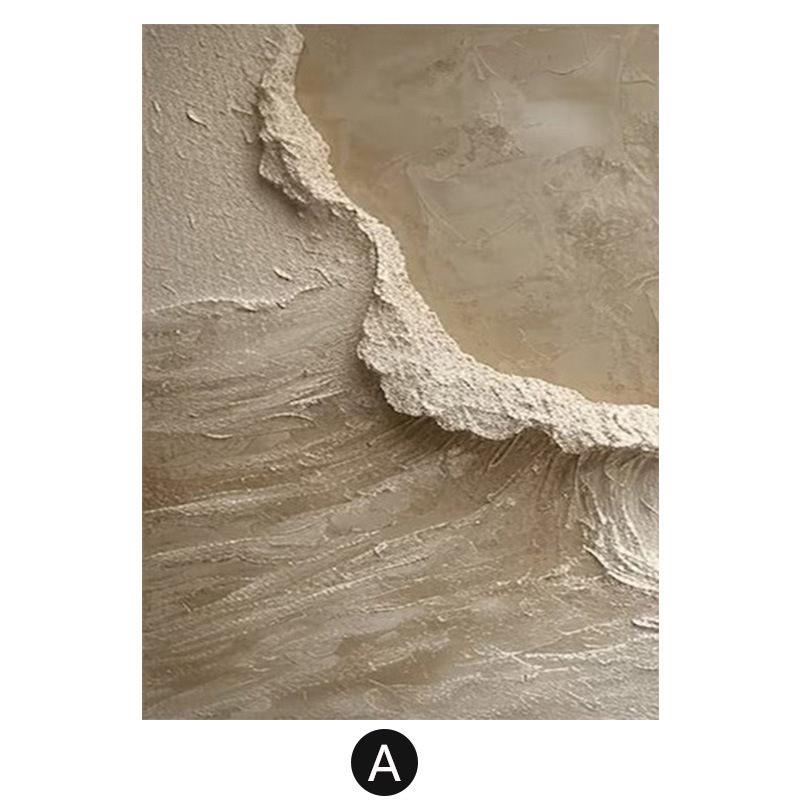 手绘油画侘寂风客厅法式奶油风装饰画复古抽象意境玄关厚肌理挂画