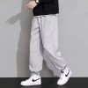 简约纯色运动裤子男士春夏季大码休闲裤男卫裤宽松束脚九分裤男潮
