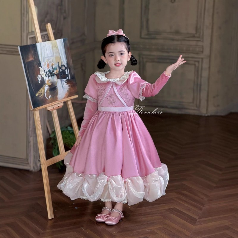 i女童粉色辛德瑞拉公主连衣裙春秋儿童生日礼服灰姑娘迪斯尼公主