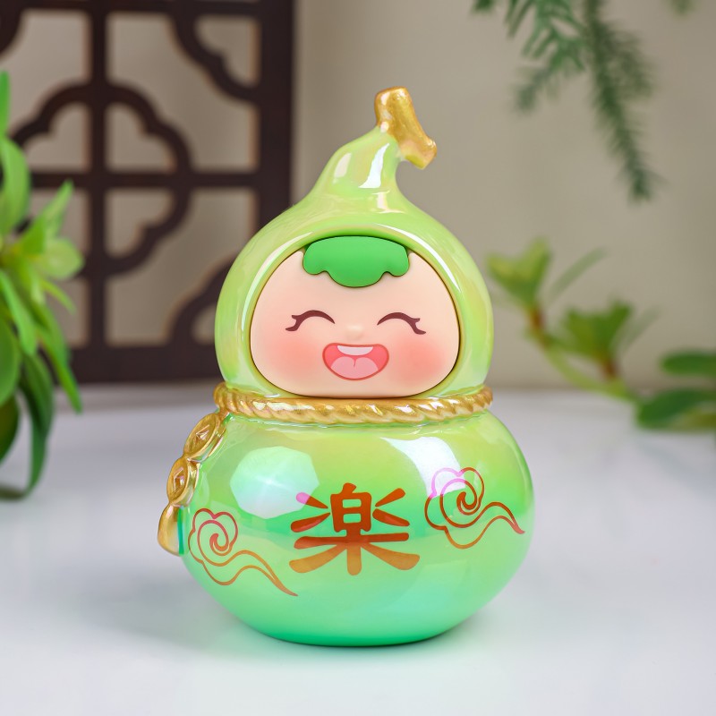 可爱小福喜小葫芦摆件创意办公室桌面装饰礼物电镀公仔寺庙伴手礼