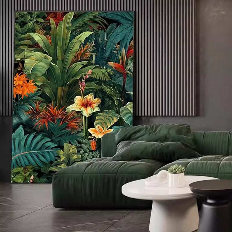 简约复古植物花朵客厅装饰画走廊过道玄关背景墙沙发落地画壁挂画