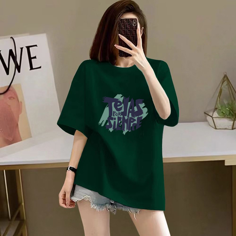 100%纯棉短袖T恤女2026新款夏季宽松印花半袖高级感显瘦爆款上衣