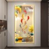 九鱼图入户玄关装饰画灯光画鲤鱼莲花画高级感客厅过道背景墙挂画