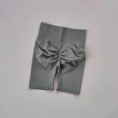 欧美无缝提臀健身短裤女跑步运动骑行中裤翘臀高腰瑜伽训练五分裤