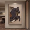 中古风玄关装饰画美拉德法式沙发背景墙挂画马到成功客厅落地壁画